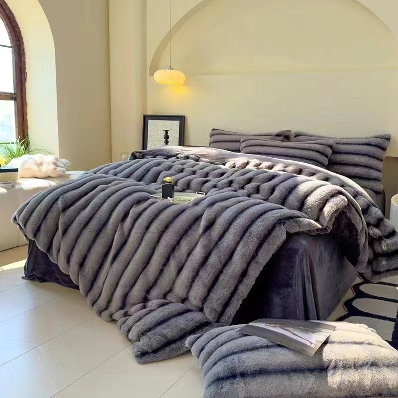 Factory Ribbed Flannel Blanket Soft Skin