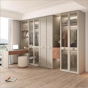 Armario Moderno de MDF con Vidrio Templado, Sistema de Almacenamiento Personalizado y Tocador Integrado <span class=keywords><strong>para</strong></span> Dormitorios y Hoteles de Lujo - Product Image 4
