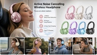 Nouveaux écouteurs sans fil à réduction de bruit active, casque supra-auriculaire Bluetooth, prise en charge de la charge rapide pour le travail, l'apprentissage, la maison, les voyages