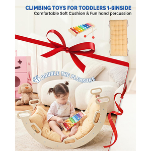 8ใน1ที่มีสีสัน Montessori กรอบไม้พับได้ปีนเขาในร่มที่มีความลาดเอียงพับได้สามเหลี่ยม - Product Image 3