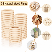 Lot de 36 anneaux en bois de 60 mm, anneaux en bois naturel pour macramé, pour bricolage et décoration intérieure