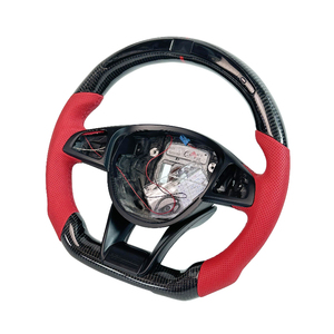 พวงมาลัยรถสปอร์ตหุ้มหนังสีแดงคาร์บอนไฟเบอร์พร้อมไฟ LED สำหรับ Mercedes-Benz <span class=keywords><strong>AMG</strong></span> GT63S W212 W221 W222 W205 W204 C220 GLC W907 - Product Image 4