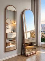 Miroir sur pied arqué en bois avec cadre en A, pleine longueur, pour chambre, salon, dressing, entrée, décoration intérieure, vente en gros