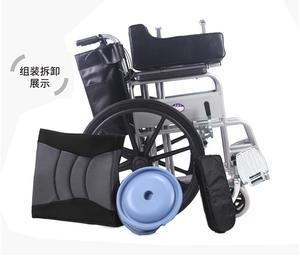 Kursi roda Manual 20 inci, kursi roda besar 20 inci, perlengkapan rehabilitasi portabel dapat dilipat aluminium baja karbon tinggi - Product Image 5