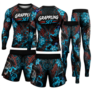 Conjunto de Traje de Baño de Compresión con Protección Solar UPF50 y Estampado Digital Personalizado para Hombre, para MMA y BJJ, con Pantalones Cortos de Jiu Jitsu Personalizados - Product Image 1
