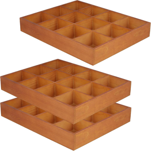 Bandeja de madera personalizada de 3 piezas, bandeja de madera con 12 compartimentos, expositor con rejilla de 12 cuadrículas, bandeja de madera con 12 rejillas. - Product Image 1