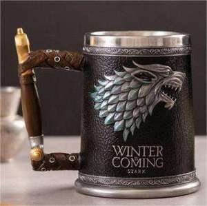 Chope à bière Game of Thrones Stark Wolf Tankard Winter Is Coming en résine et acier inoxydable - Product Image 4