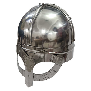 Casque nasal médiéval authentique fabriqué à la main Style Viking doublure en cuir réglable armure en acier poli Logo personnalisé Antique - Product Image 1