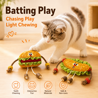 Lot de jouets interactifs pour chat en forme de hamburger et hot-dog, en fibres naturelles, vente en gros