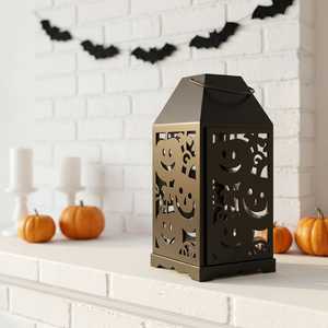 Lanterne à bougie en métal noir 2026, dernière collection, avec découpe sur le thème d'Halloween pour la décoration intérieure - Product Image 1