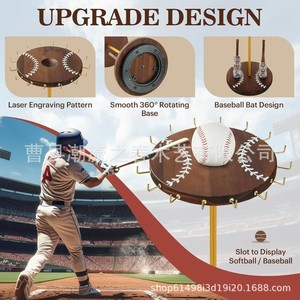 Wooden rotating champion ring storage rack, necklace and bracelet <b>desktop</b> jewelry rack, baseball collection display rack - Product Image 3