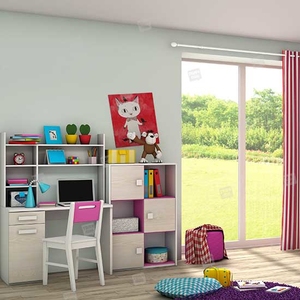 Estantería simple de cuatro niveles para dormitorio de niños, dormitorio con puerta corredera, alta calidad - Product Image 2