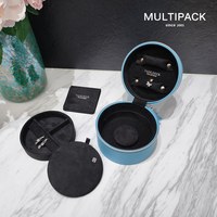 Étui de voyage rond personnalisé en cuir PU pour bijoux, boîte de rangement portable pour bijoux avec fermeture éclair, pour bagues et boucles d'oreilles, OEM