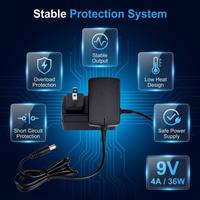 Chargeur mural compact MEIQI 9V 4A AC/DC avec câble de 1,2 m pour éclairages LED et produits électroniques