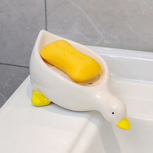 Ruijie Ceramic <b>Soap</b> <b>Dish</b> Duck Shape Waterproof Bathroom <b>Soap</b> <b>Holder</b> For Washbasin - Product Image 2