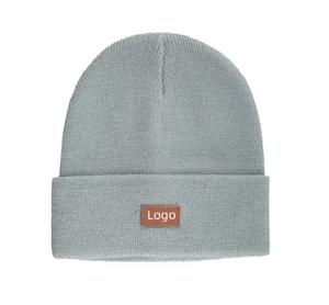 Gorro unisex de punto de color sólido, gorro informal cálido de algodón para invierno para adultos, talla única, ligero y plegable - Product Image 1