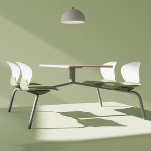 Juego de sillas de mesa de comedor integradas Sanangle, diseño moderno para 4 personas, uso comercial en restaurantes, escuelas, cafeterías para empleados - Product Image 1
