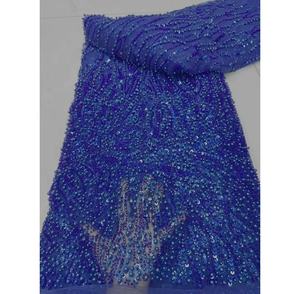 Tissu en <span class=keywords><strong>dentelle</strong></span> perlée de luxe 2025 pour Asoebi, <span class=keywords><strong>dentelle</strong></span> perlée de haute qualité pour femmes, tissu en <span class=keywords><strong>dentelle</strong></span> nigériane pour robe traditionnelle - Product Image 2