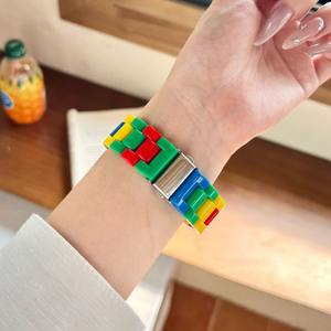 <span class=keywords><strong>Precio</strong></span> al por mayor hebilla plegable de acrílico inteligente bloque de colores correa de resina de PC correa de reloj para <span class=keywords><strong>Apple</strong></span> <span class=keywords><strong>Watch</strong></span> Band 10 9 46MM Ultra <span class=keywords><strong>SE</strong></span> - Product Image 5