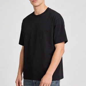 T-shirt casual da uomo in cotone mercerizzato pesante a tinta unita, stile coreano, a maniche corte - Product Image 3