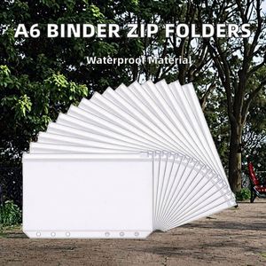 <b>A6</b> <b>Binder</b> Pockets 6 Holes <b>Budget</b> Cash Envelopes Clear Zipper Folders Loose Leaf Bags Waterproof PVC Document Filing - Product Image 2