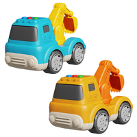 Ensemble de 6 jouets de construction en paille de blé : Camion benne, Excavatrice, Camion poubelle avec lumières et sons, Véhicules d'ingénierie de dessin animé pour enfants