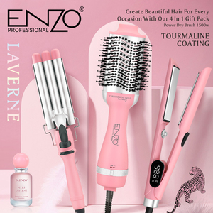 <span class=keywords><strong>ENZO</strong></span> EN-5611 Kit di Styling per Salone di Bellezza 4 in 1: Piastra per Capelli, Ferro Arricciacapelli a Tre Bacchette, Spazzola Asciugacapelli ad Aria Calda Tutto in Uno - Product Image 3