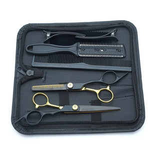 Ciseaux de coiffure 6'' en acier inoxydable violet, ensemble de ciseaux de barbier, ciseaux à effiler, ensemble de coupe de cheveux, peigne - Product Image 2