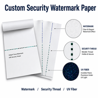 Papier en pâte de coton biodégradable et écologique avec fil de sécurité bleu personnalisé pour certificats, documents, bons de réduction, anti-contrefaçon