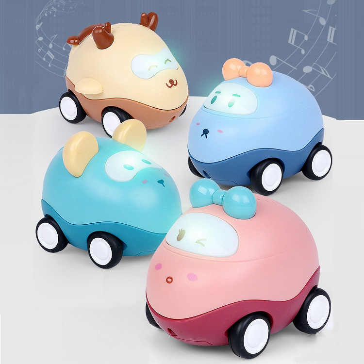 Musical lighting sliding mini cartoon cars animals baby play toys baby toy car with 4 styles