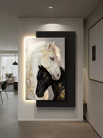 Cuadro de Lona con Textura 3D de Caballo de Lujo Grande, Pósteres y Láminas de Arte Mural, Decoración de Pared para Entrada de Pasillo con Motivo Animal