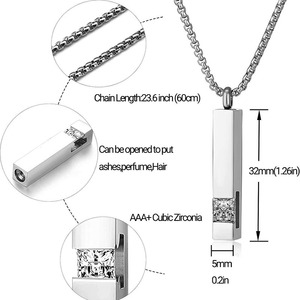 Kalung Guci Perhiasan Kremasi Abu Baja Tahan Karat untuk Wanita Pria - Product Image 3
