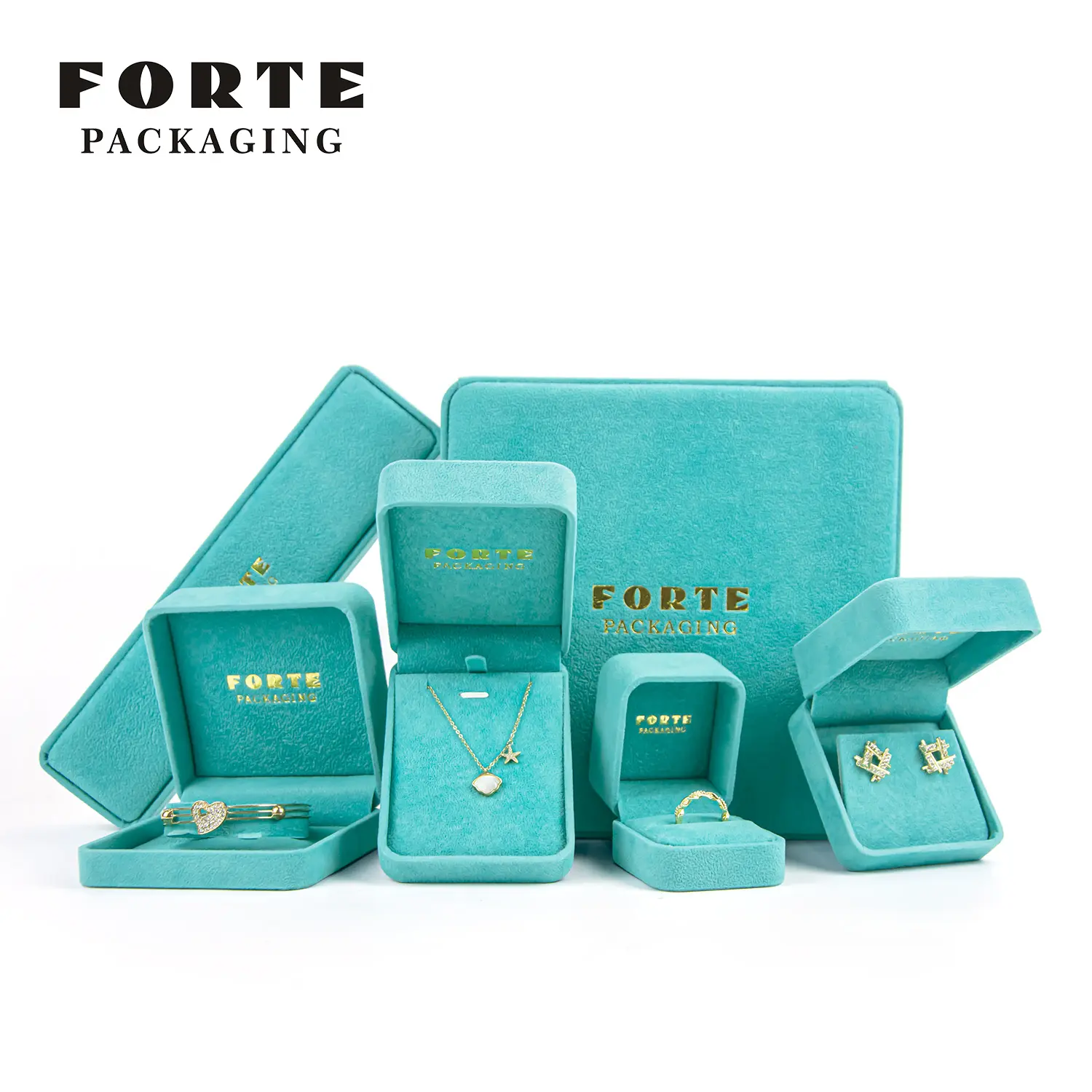 FORTE jewelry package box Luxury wine red cream Velvet jewelry box gift portable earring jewelry ring packaging boxes