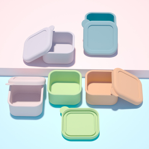 Boîte à bento carrée portable avec couvercle en silicone, récipients à collation pour nouveau-nés, chauffables, étanches, sans BPA, préservant la fraîcheur, 1-3L - Product Image 1