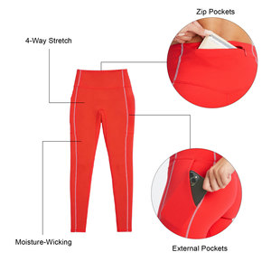 Leggings de sport à compression élevée pour femmes, taille haute, yoga, sport, évacuation de l'humidité, extensible dans les 4 sens, avec poche zippée, OEM ODM - Product Image 4