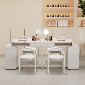 Table de manucure moderne en métal, luxe léger, prix spécial, panneau de densité, table de manucure double - Product Image 4