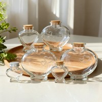 Bouteille en verre en forme de cœur de 80 ml et 160 ml avec bouchon en liège, estampage à chaud, pour vœux, décoration de mariage, cadeau DIY, emballage diffuseur