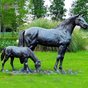 Scultura TREVI di Cavallo e Puledro a Grandezza Naturale 2m in Bronzo Antico con Patina Verde per Decorazione Giardino - Product Image 5