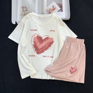 <span class=keywords><strong>Camicia</strong></span> <span class=keywords><strong>da</strong></span> <span class=keywords><strong>notte</strong></span> estiva <span class=keywords><strong>da</strong></span> donna, pantaloncini sottili a <span class=keywords><strong>maniche</strong></span> <span class=keywords><strong>corte</strong></span> con girocollo, dolce e grazioso pigiama estivo Set due pezzi - Product Image 4