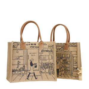 Cheap Rate Eco-friendly Foldable Burlap Shopping <b>Bag</b> with Geometric Pattern Rope Handles <b>Medium</b> <b>Size</b> Daily Use Made Bangladesh - Product Image 1