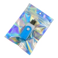 Sacs mini-zippés personnalisés en gros avec logo, pochettes givrées réutilisables en plastique CPP, emballage holographique recyclable