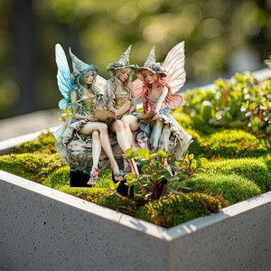 Trillizos mágicos, arte acrílico para jardín, atrapasoles, soporte para plantas en maceta, diseño Vertical, artesanías de resina para jardín de hadas para aniversarios - Product Image 4