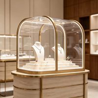 Vitrine à bijoux en verre avec éclairage LED en bois, couleurs personnalisables - Écologique et durable pour les comptoirs de magasin - GZowin