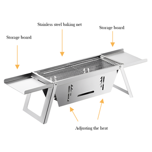 Großhandel Edelstahl Holzkohle BBQ Grill Tragbare Klapp Outdoor Camping Picknick Grill - Product Image 4