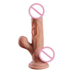 Pengendali jarak jauh simulasi mengisap untuk wanita Dildo Vibrator pria besar realistis cairan silikon wanita Thrusting Penis Dildo