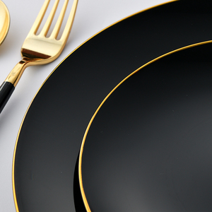 Nhựa dùng một lần đen vòng Ăn Set với dao kéo - Product Image 5