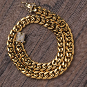 12mm Necklace Men's Stainless Steel Round Milled Color Retained Cuban Necklace Fashion Personality Tanjing Fashion - Product Image 5