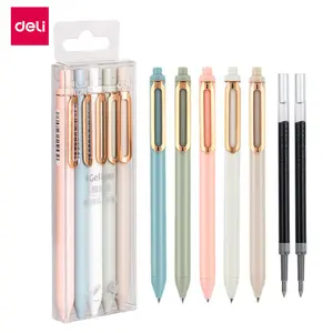 Deli 5/20 Stuks Intrekbare Gel Pen 0.5Mm Inkt Bijvullen Zwart Blauw Rood Stationair Voor Kinderen School Kantoorbenodigdheden Schrijfpennen Set