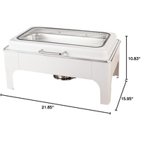 Chauffe-Plat Hydraulique de Luxe en Acier Inoxydable Blanc pour Buffet, Réchaud Alimentaire Professionnel avec Chauffage à l'Alcool et Contrôle Automatique de la Température