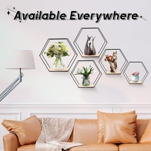 Estantes Metálicos Decorativos Art Deco para Colgar en la Pared, Estantes Hexagonales para Decoración de Sala de Estar y Baño, Estantes de Almacenamiento - Product Image 6